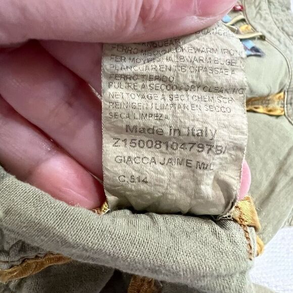 Zu Elements Giacca Jaime Green Embroidered Military Jacket Made In Italy 100% Co - Picture 8 of 10